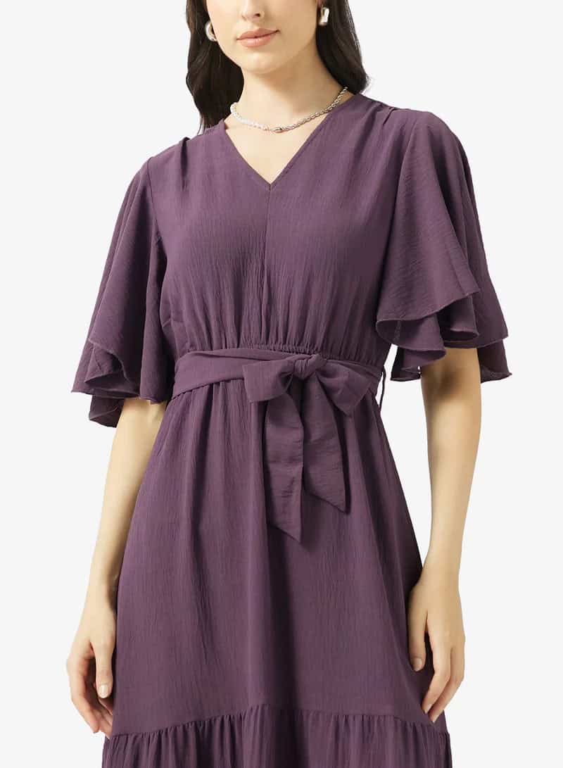 Amethyst Tiered Maxi Dress - Flutter Sleeve - Image 3