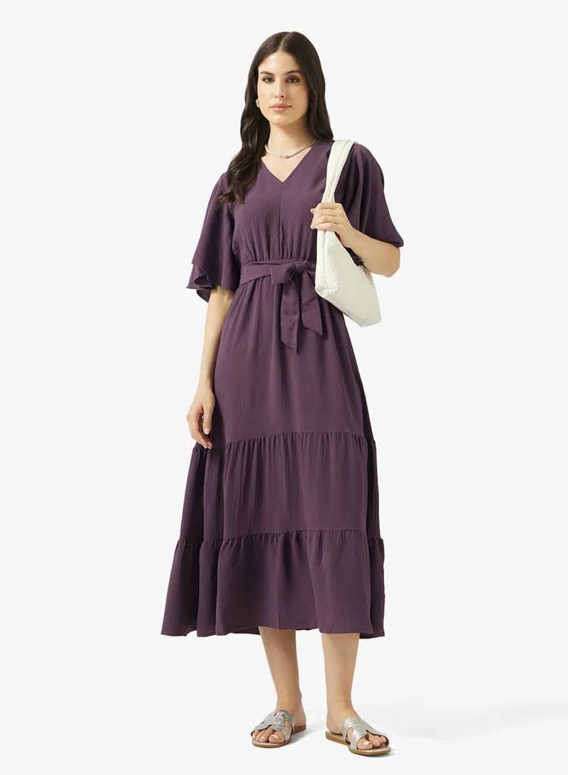 Amethyst Tiered Maxi Dress - Flutter Sleeve - Image 4