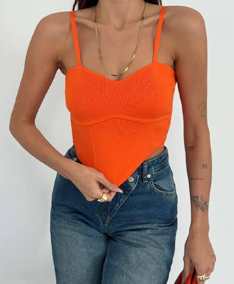 Womens Soft Ribbed Knit Tank Top - Fitted, Active, and Comfortable For Everyday Wear - Orange