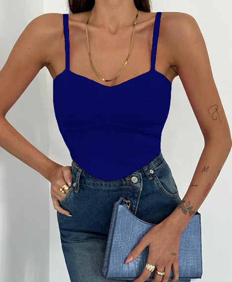 Womens Soft Ribbed Knit Tank Top - Fitted, Active, And Comfortable For Everyday Wear - Sax