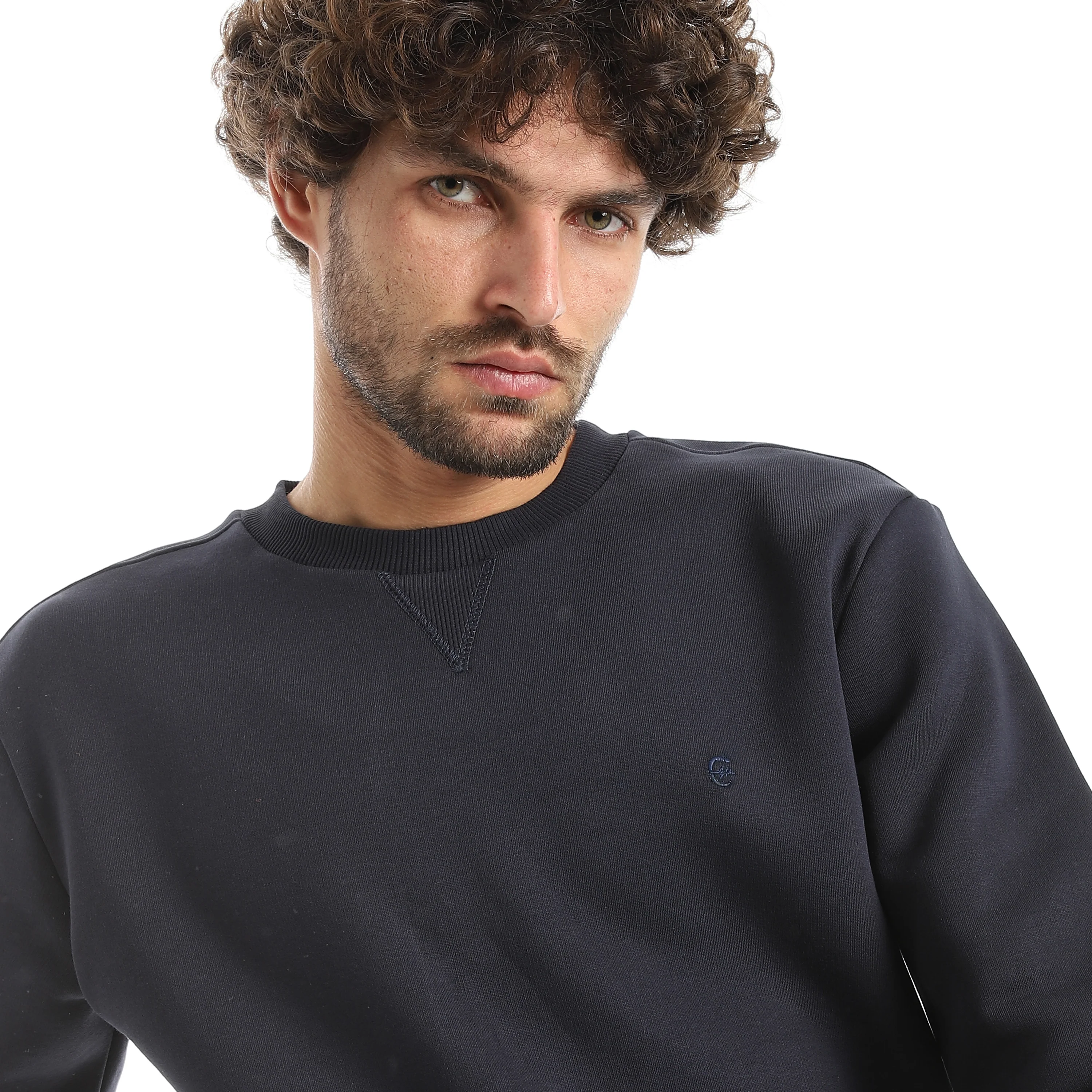 Basic Sweatshirt Crew Neck Red Cotton - Image 2