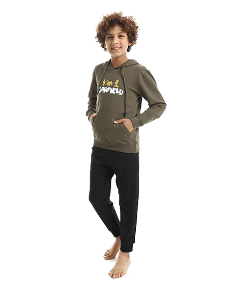 Boys' "Garfield" Graphic Hoodie & Joggers Autumn Set - Image 2