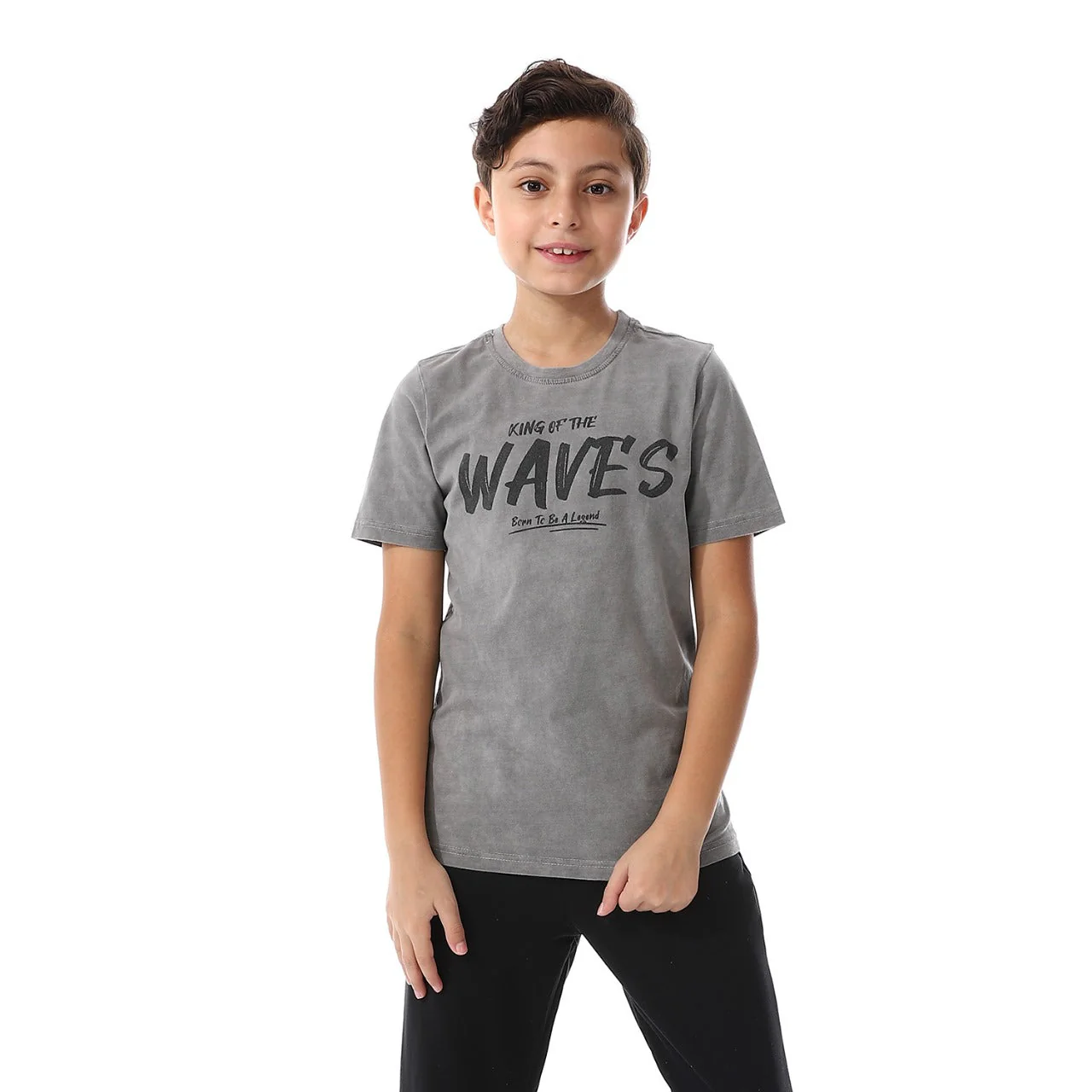 BoysGrey Graphic Pajama Set - "King Of The Waves" - Image 4