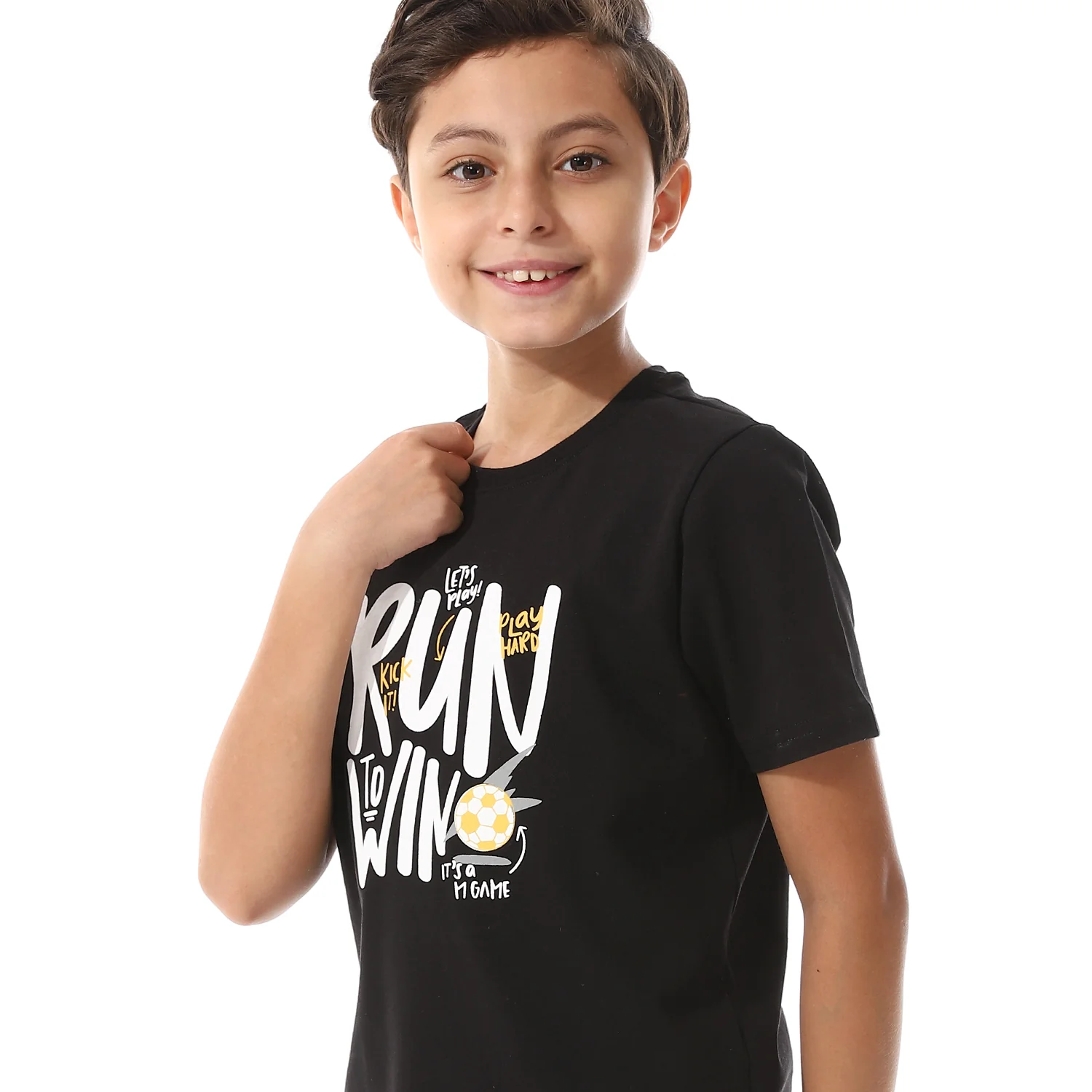 Boys Printed Colorful Summer & Shorts Pajama Set - Black & Cafe - Image 4