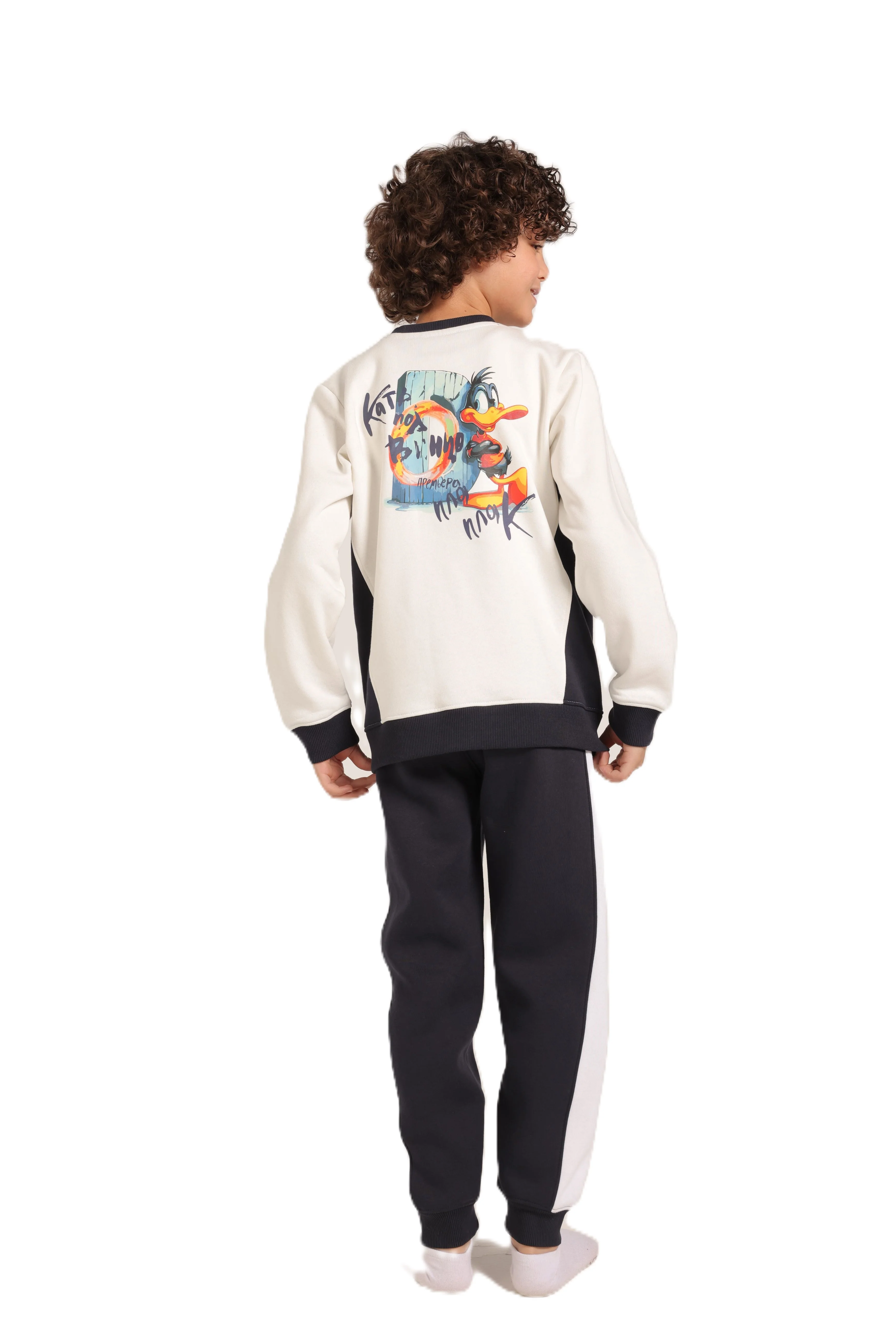 Boy's Tracksuit – Cartoon Print Sweatshirt & Joggers Set - Image 4
