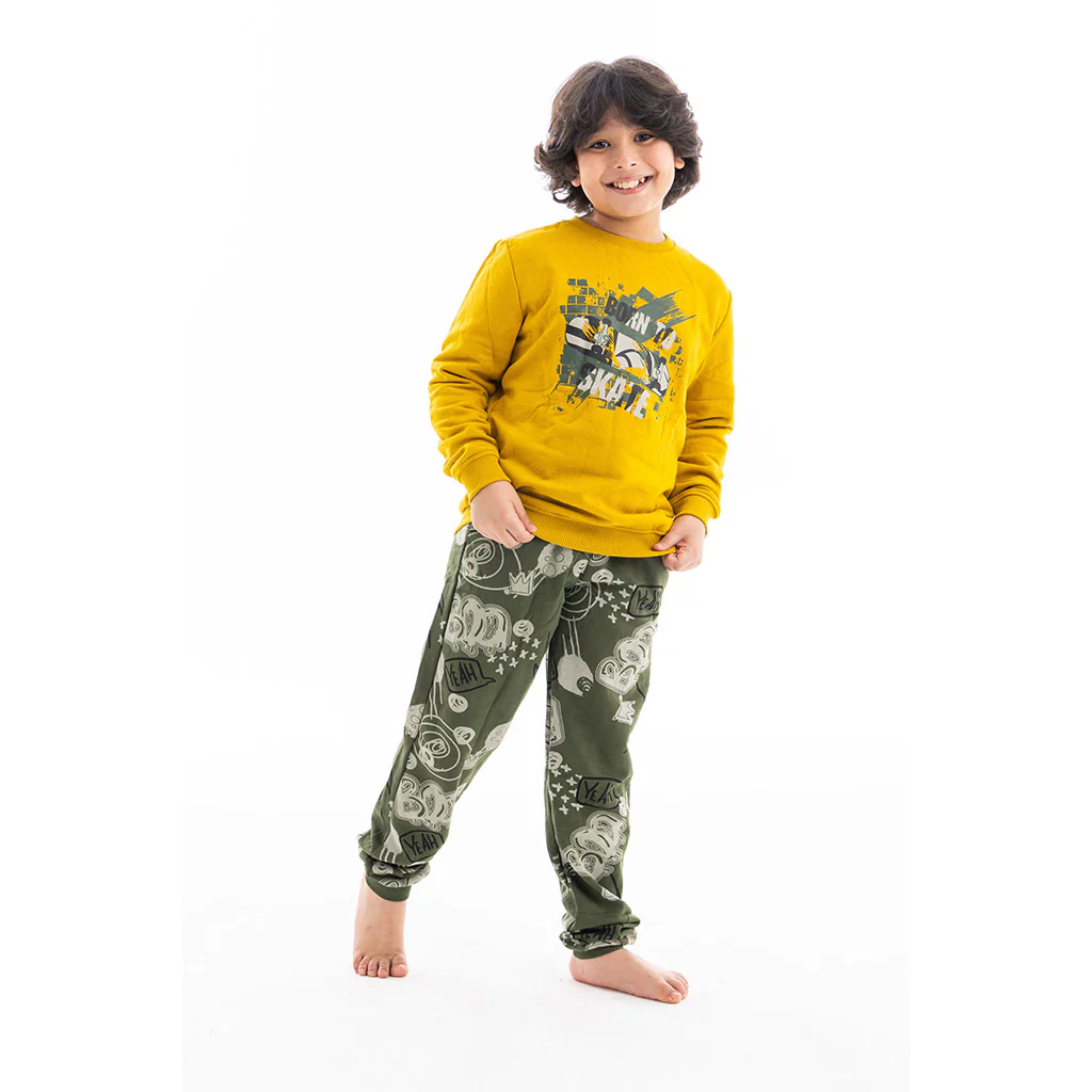 BoysWinter Pajamas and Sweatshirt - Mustard