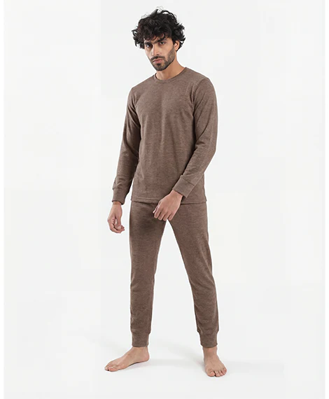 Brown Padded Thermal Set for Men - Red cotton