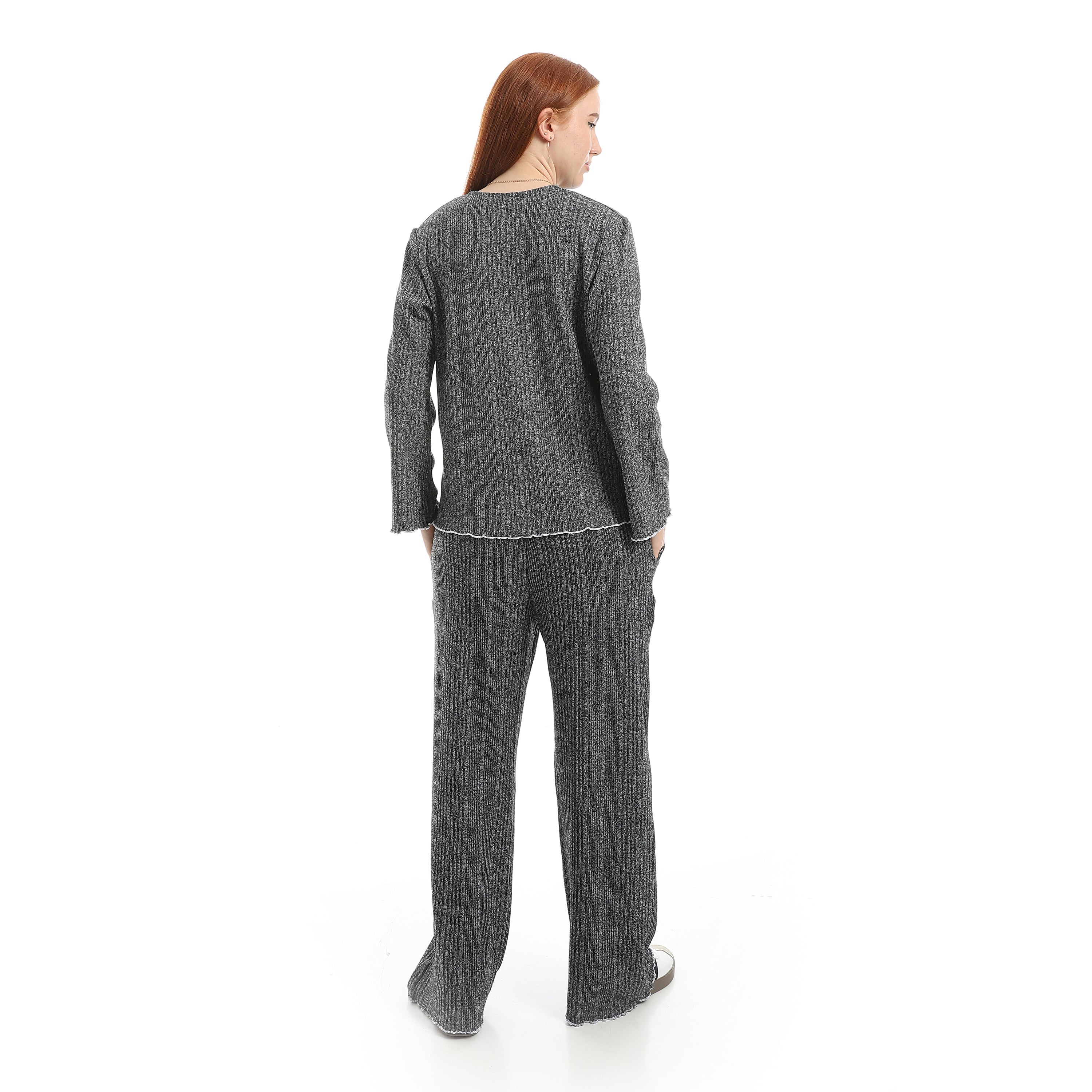 Casual Relax Fit Homewear Set Red Cotoon - Image 2