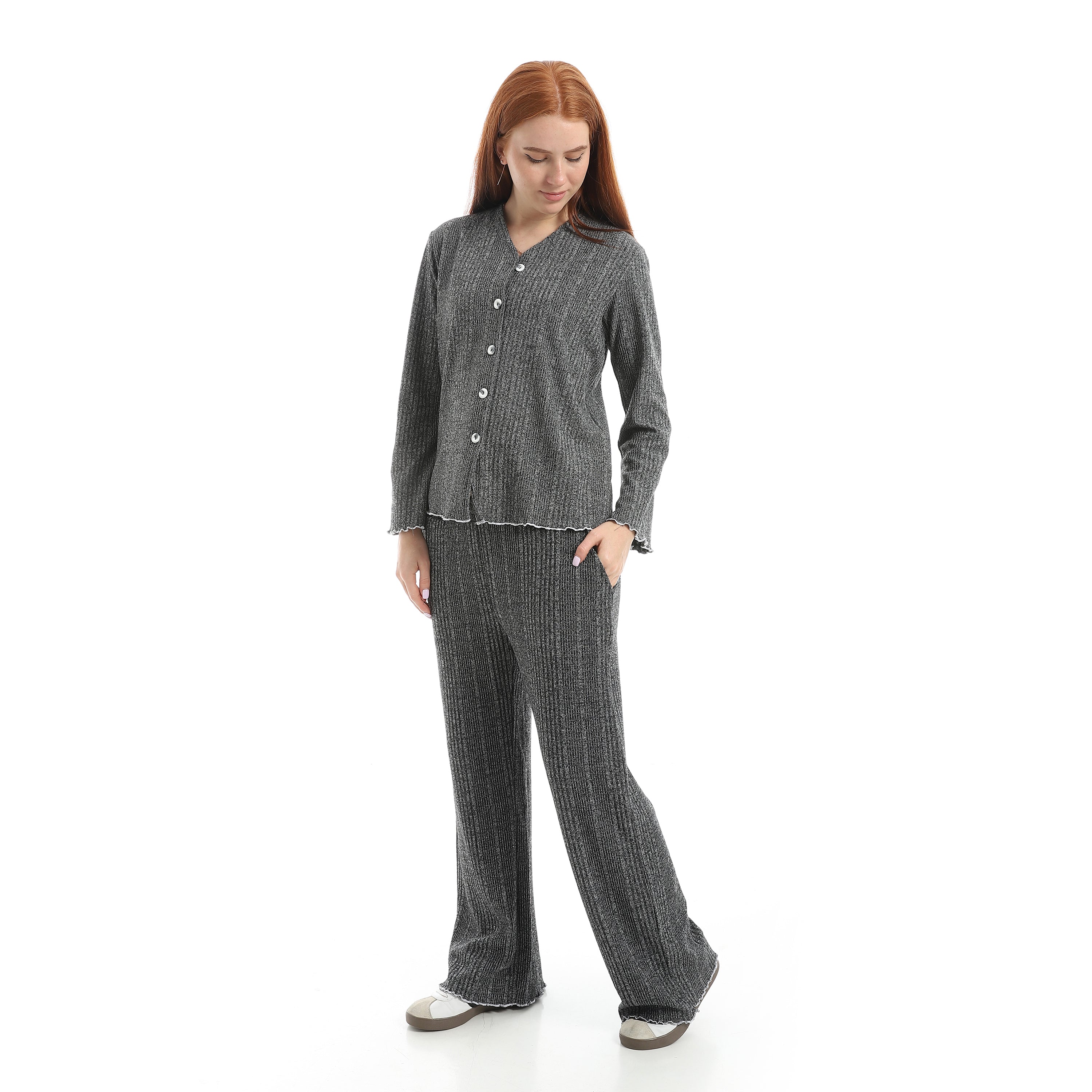 Casual Relax Fit Homewear Set Red Cotoon - Image 4