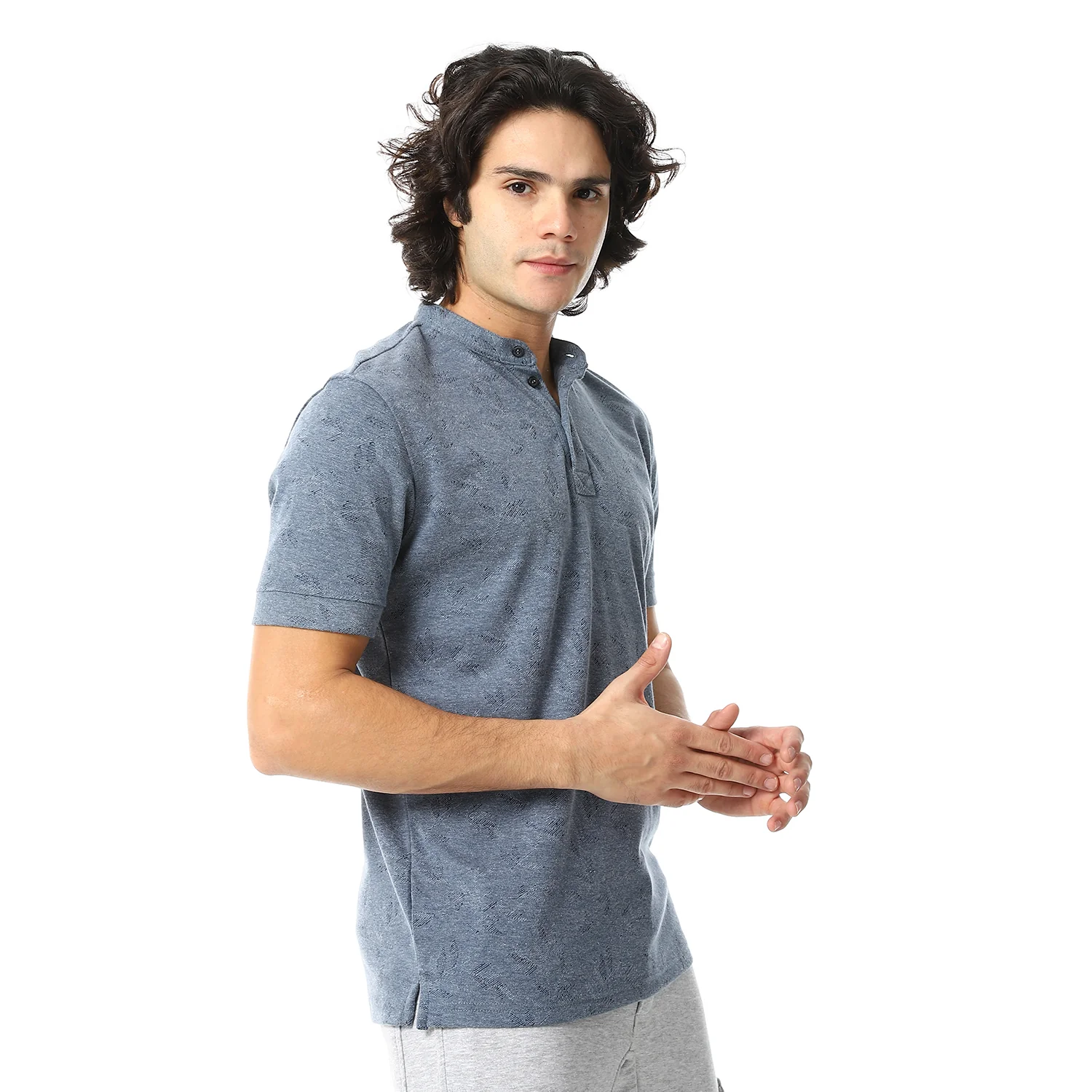 Classic Cotton Polo T-Shirt For Men - Navy - Image 3