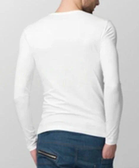 Long Sleeve (V) Cotton Stretch White - Image 2