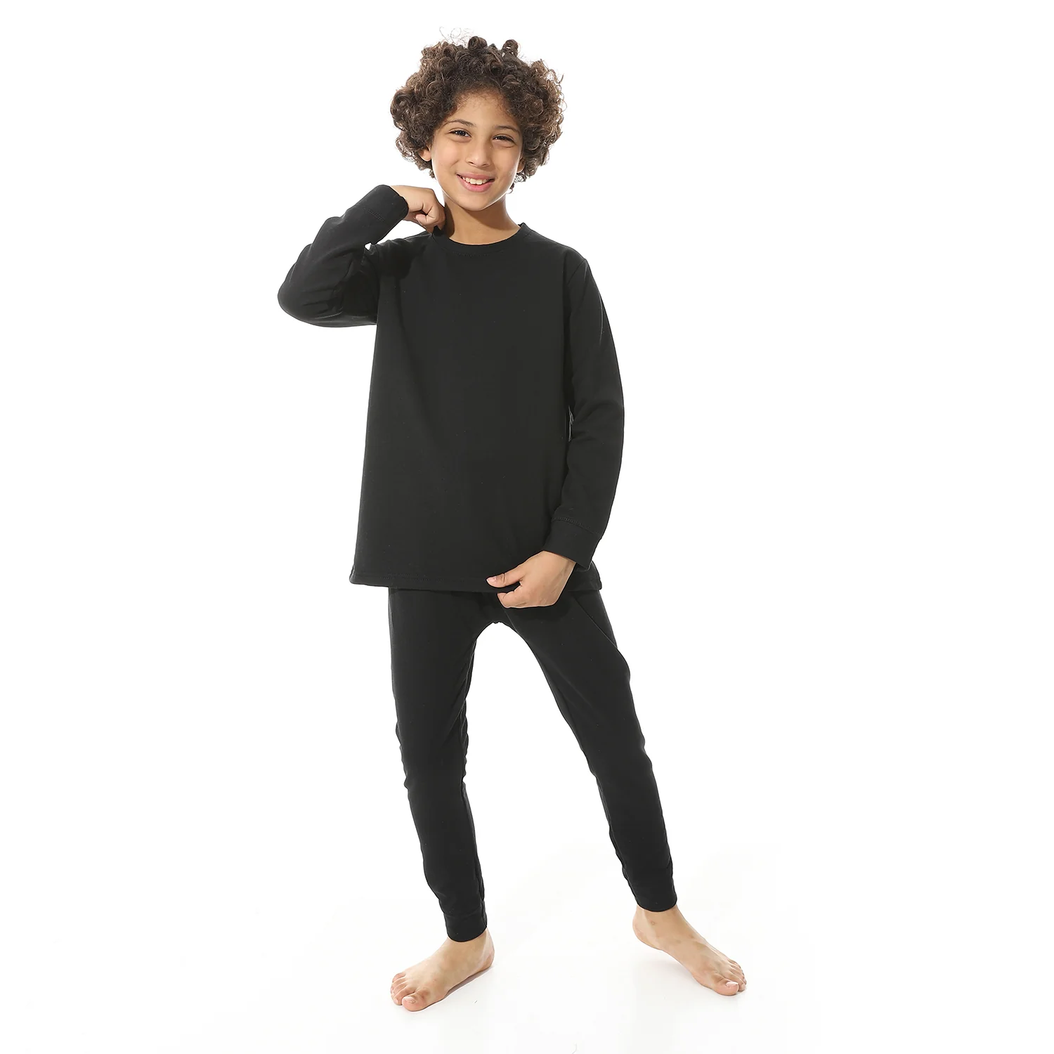 Cozy and Comfortable Thermal Set for Boys Padded Inside - Black