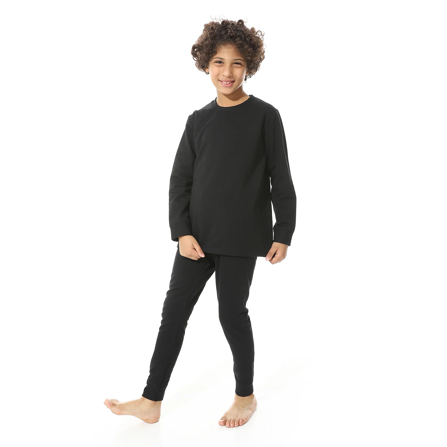 Cozy and Comfortable Thermal Set for Boys Padded Inside - Black - Image 2