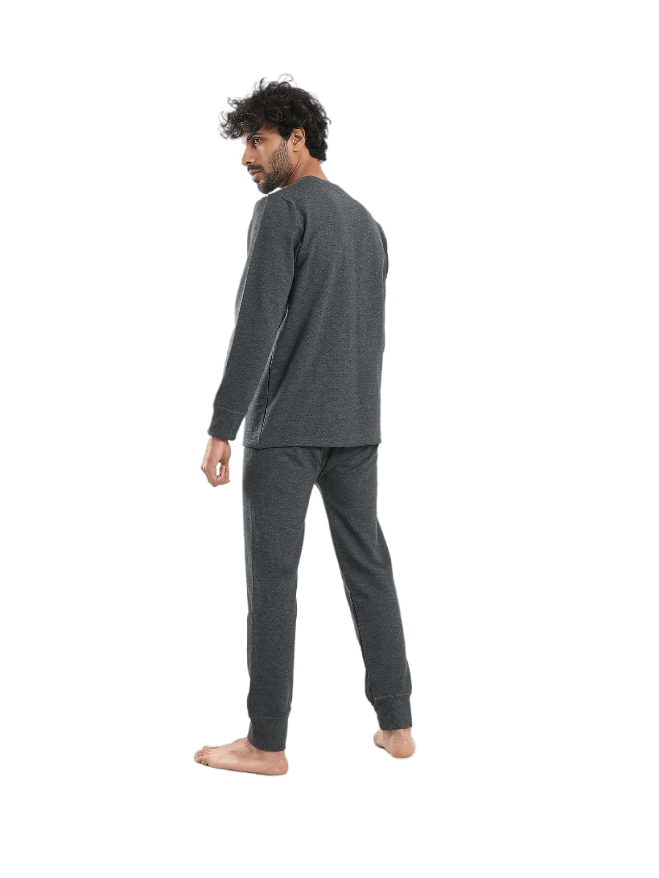 Dark grey Padded Thermal Set for Men  - Red cotton - Image 2