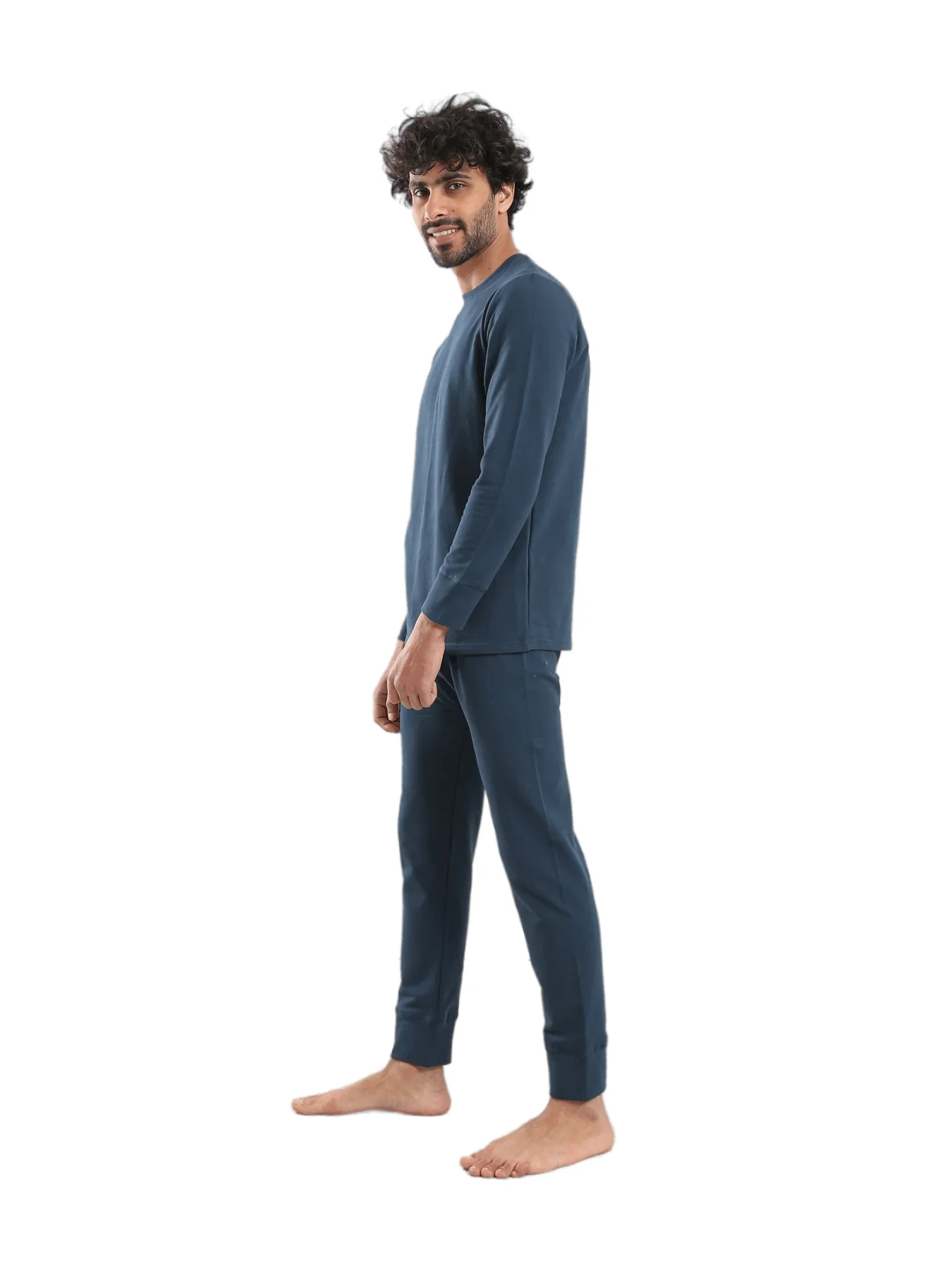 Navy Blue Padded Thermal Set for Men  - Red cotton - Image 2