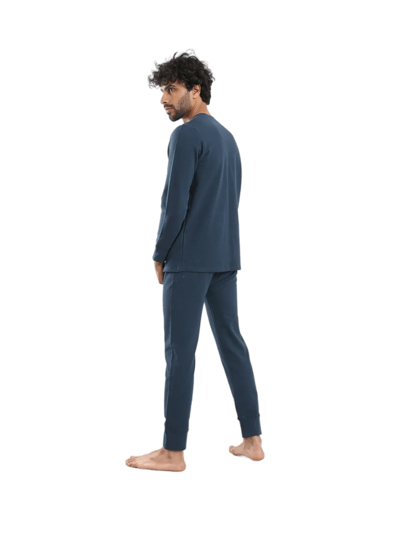 Navy Blue Padded Thermal Set for Men  - Red cotton - Image 3