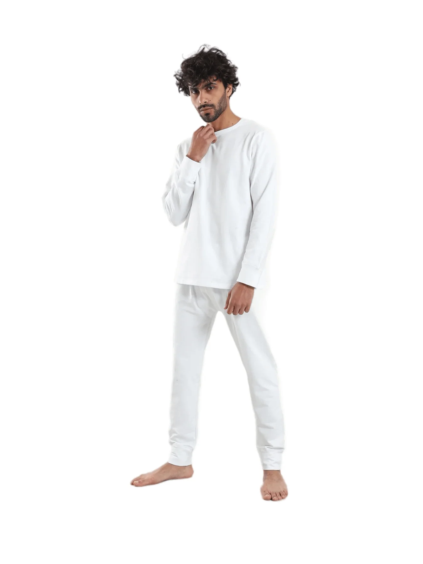 White Padded Thermal Set for Men - Red cotton