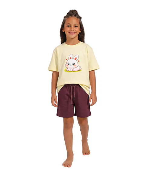 Girls' Playful Bunny Print Summer Set - Image 2