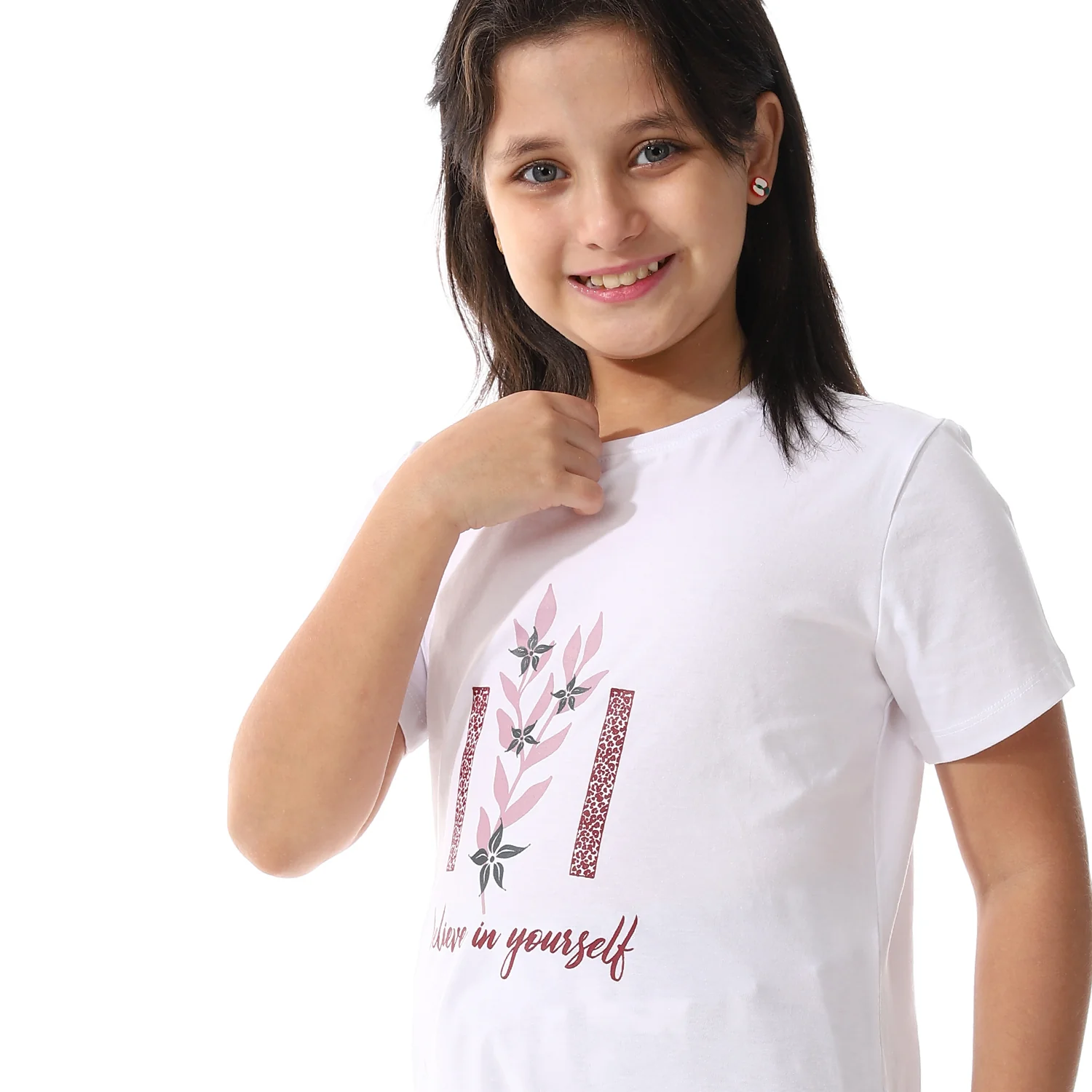 Girls Summer Pajama , Soft And Comfy - White & Red - Image 3