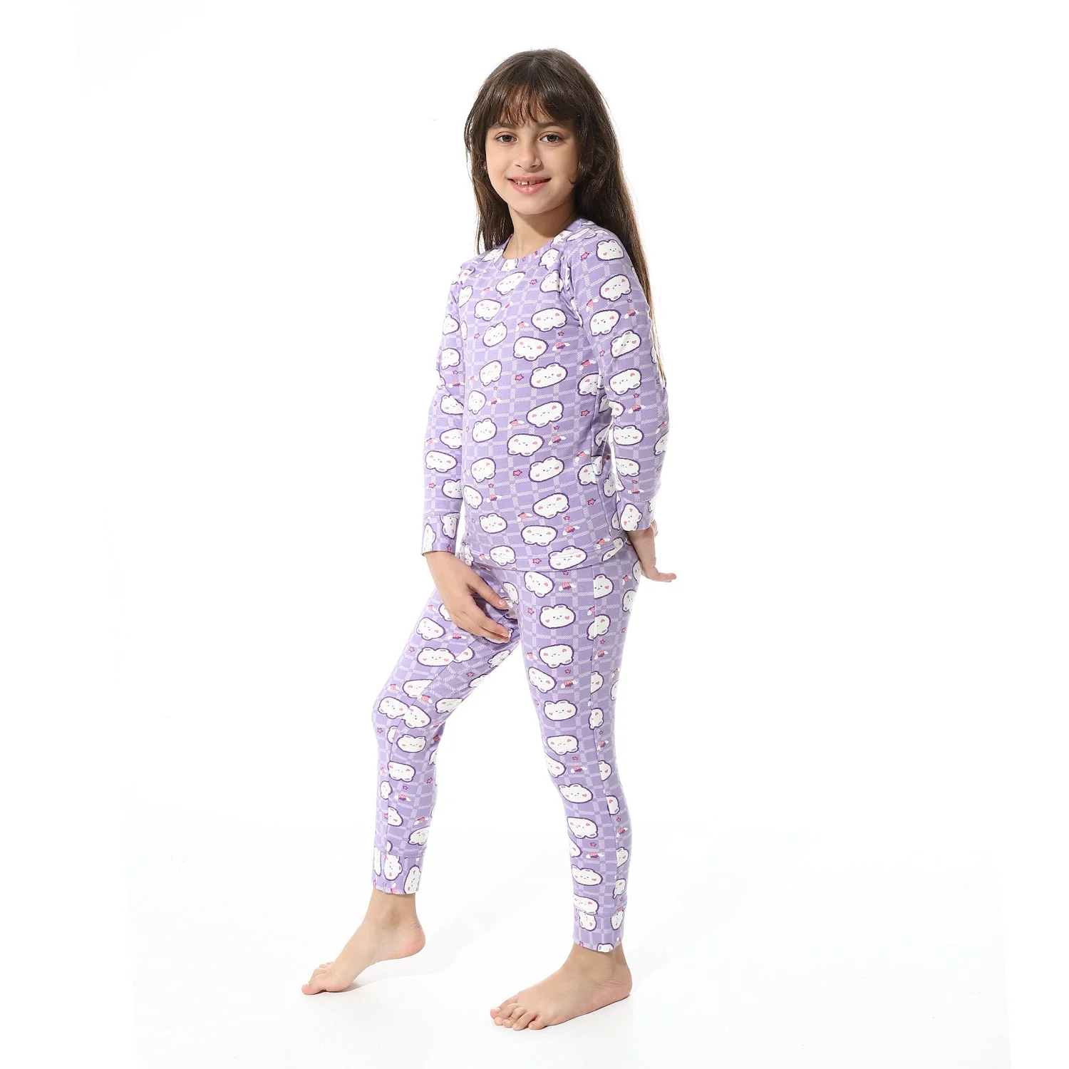 Girls Thermal Set With Printed - Purple - Image 12