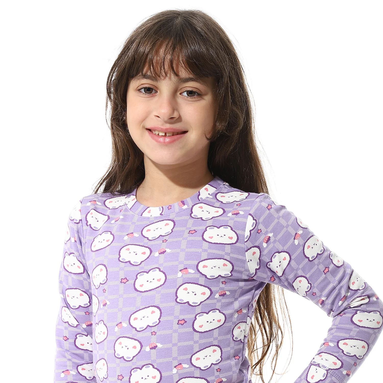 Girls Thermal Set With Printed - Purple - Image 3