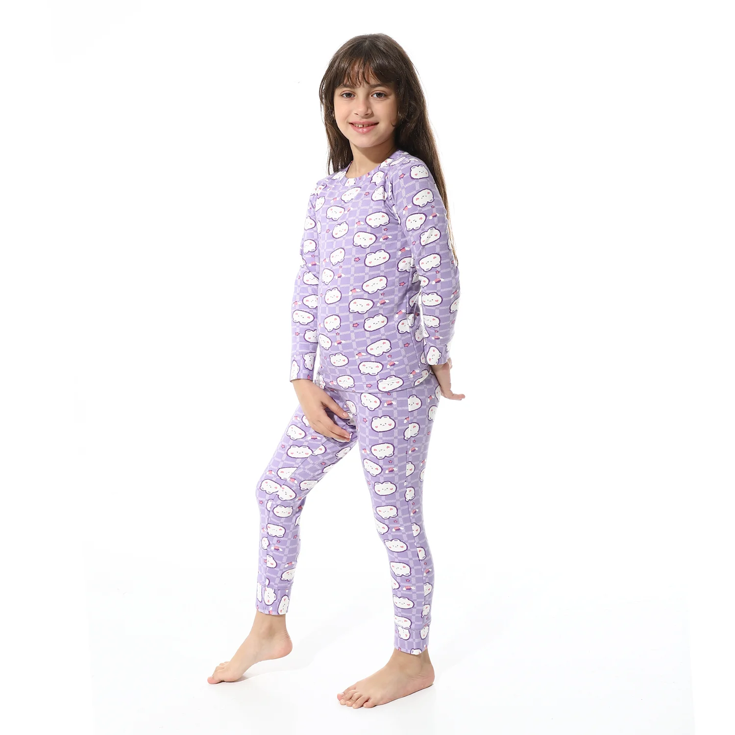 Girls Thermal Set With Printed - Purple - Image 4