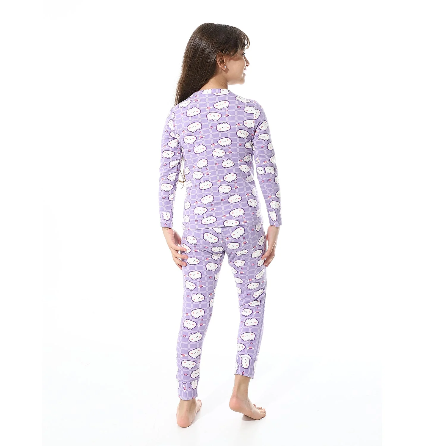 Girls Thermal Set With Printed - Purple - Image 6