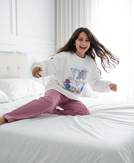 Girls' Winter Pajama Set-Purple