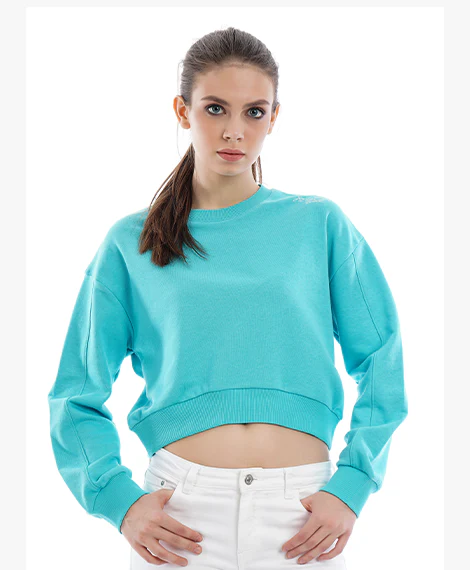 Joggy - 7612 Womens Casual Short Sweatshirt - Turquoise