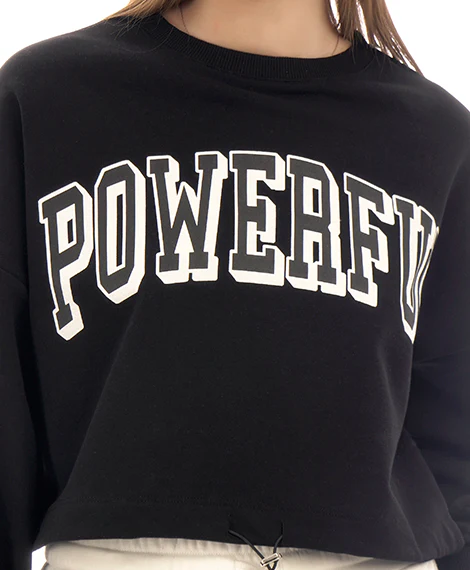 Winter Printed Casual Short Sweatshirt For Women - Black - Image 2