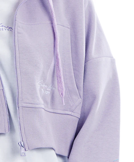 Joggy - 7638 Winter Zippered Casual Short Sweatshirt For Women - Lilac - Image 2