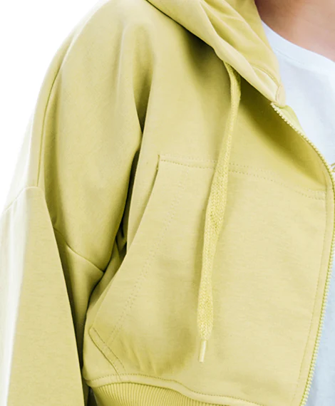 Joggy - 7638 Winter Zippered Casual Short Sweatshirt For Women - Pistache - Image 2