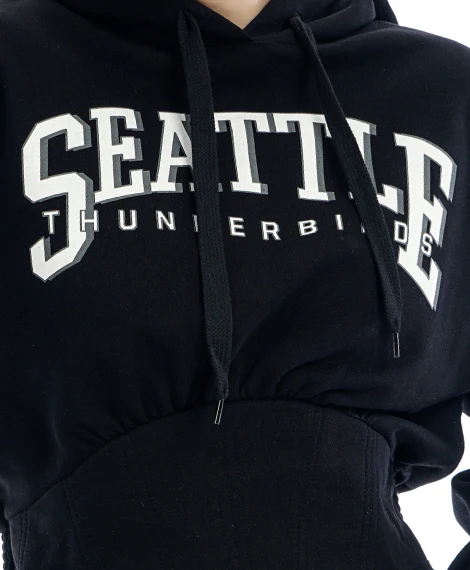 Joggy - 7644 Winter Sweatshirt Sweatshirt With Hoodie For Women - Black - Image 2