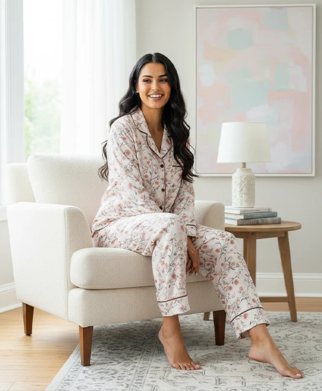 Light Floral Print Top + Matching Pajama Pants - Image 3