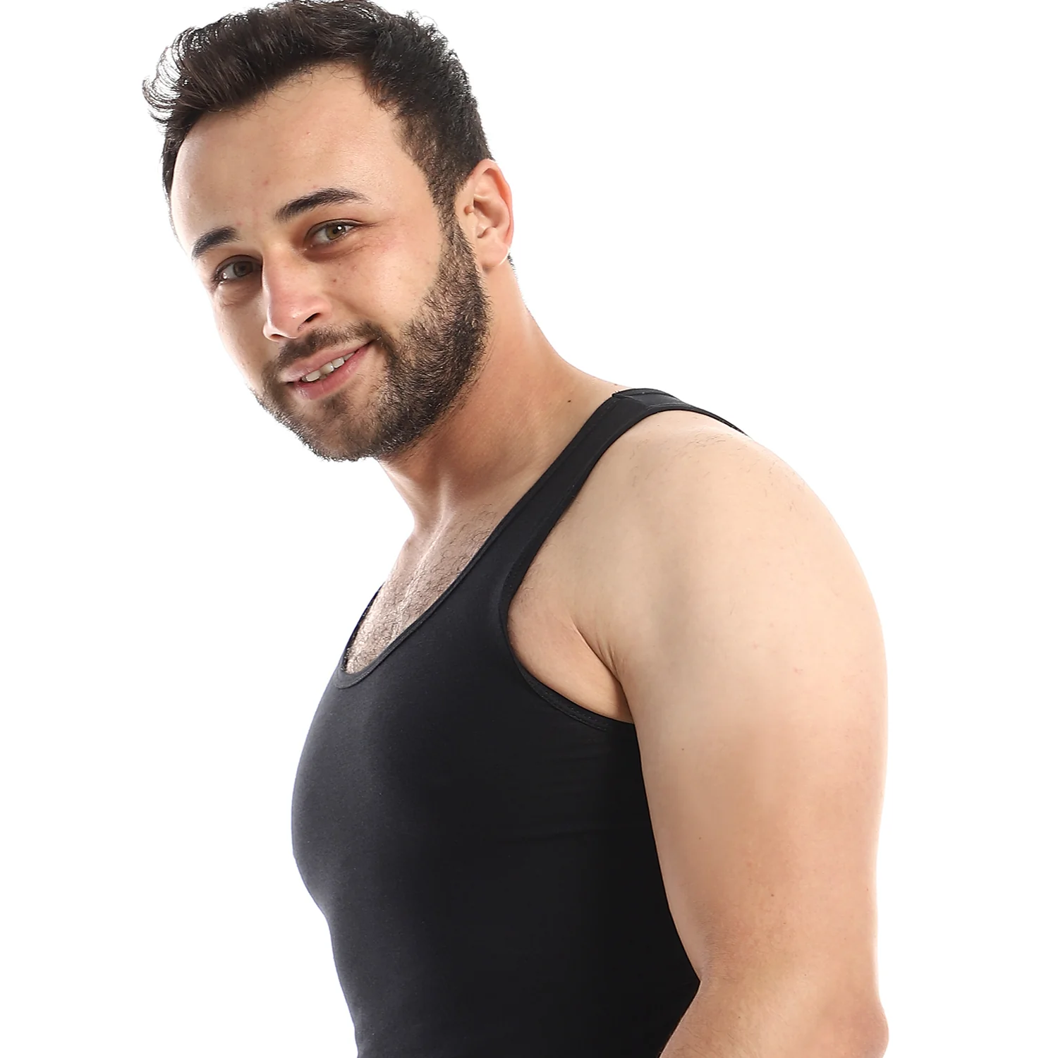 Lycra Sleeveless Undershirt For Men - Black - Image 3