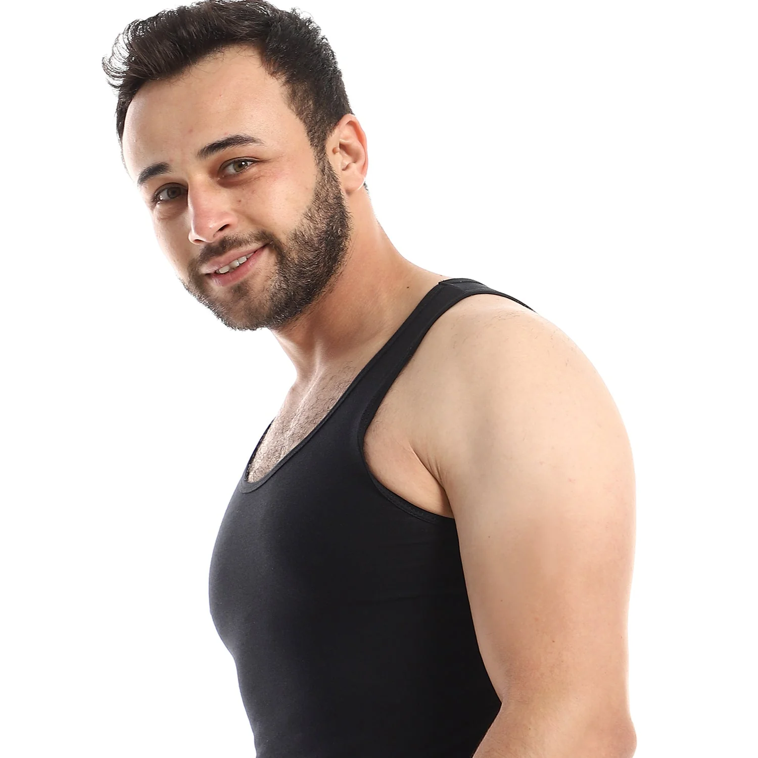 Lycra Sleeveless Undershirt For Men - Black - Image 6