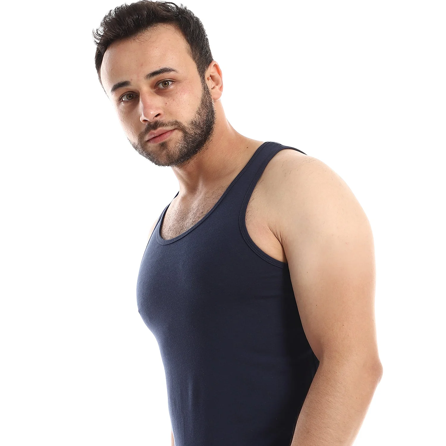 Lycra Sleeveless Undershirt For Men - Navy - Image 6