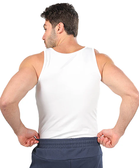Lycra Sleeveless Undershirt For Men - White - Image 2