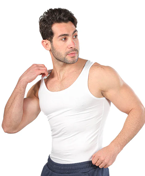 Lycra Sleeveless Undershirt For Men - White - Image 3