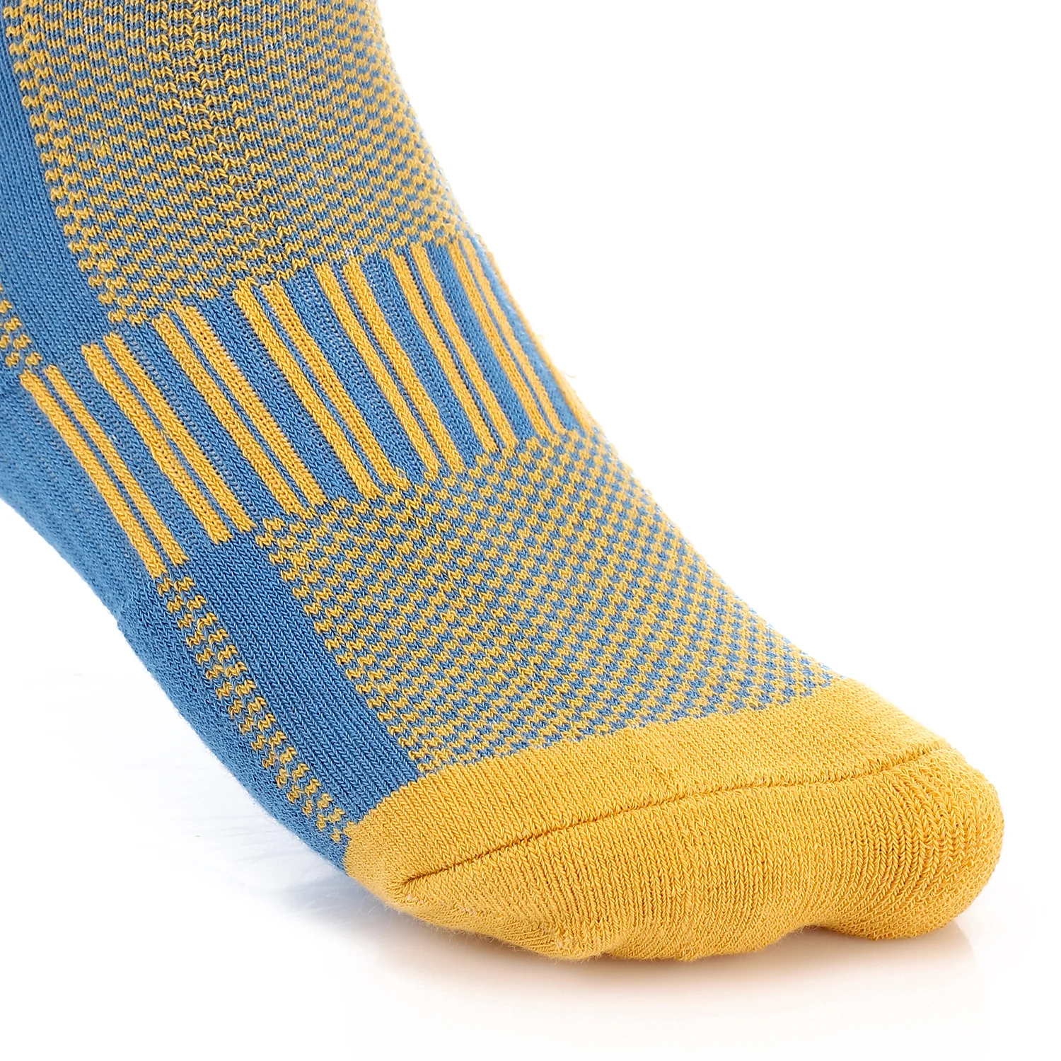 Men Plain Mid Calf Socket Socks - Blue & Yellow - Image 2