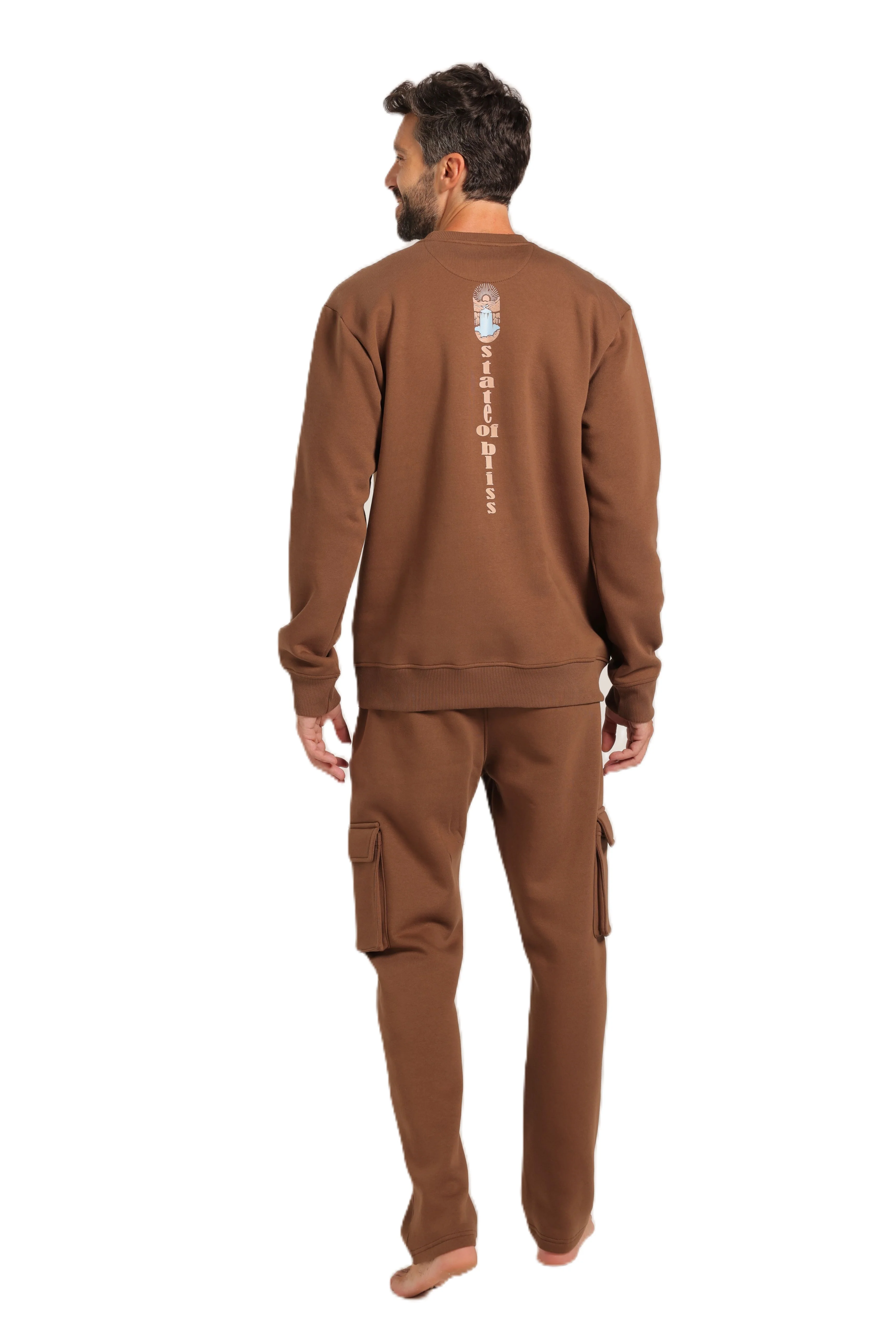Men’s Brown Sweatshirt & Jogger Set  - Red cotton - Image 4