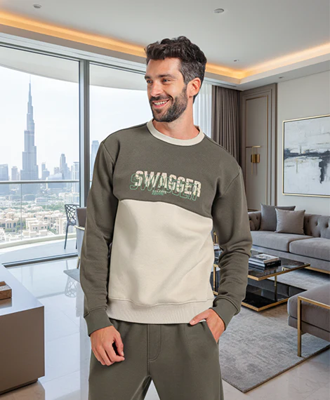 Men’s Cotton Loungewear Set with SWAGG Back Print  - Red cotton