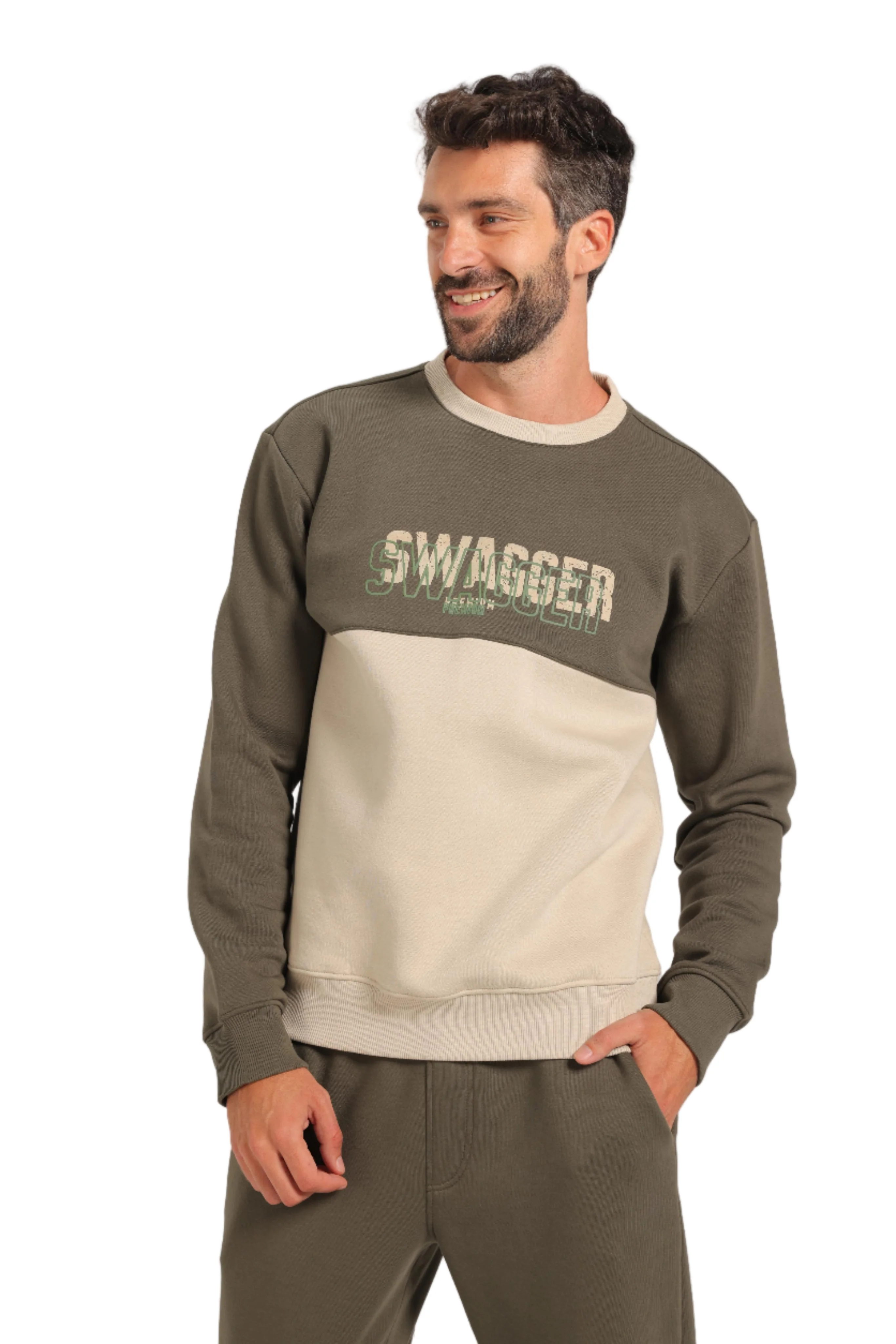Men’s Cotton Loungewear Set with SWAGG Back Print  - Red cotton - Image 2