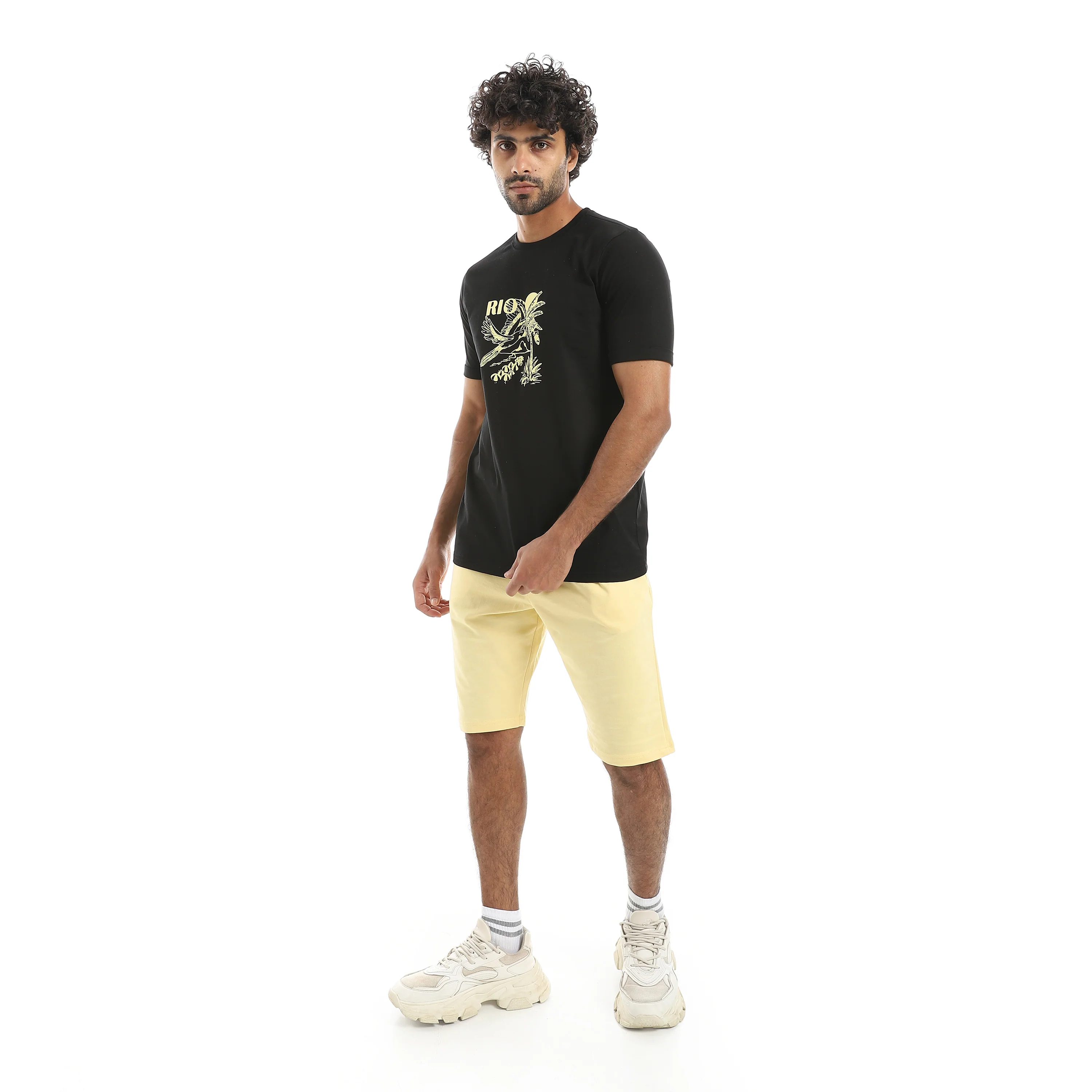 Men’s Pajama Set – Tropical Tee & Cotton Shorts - Image 2