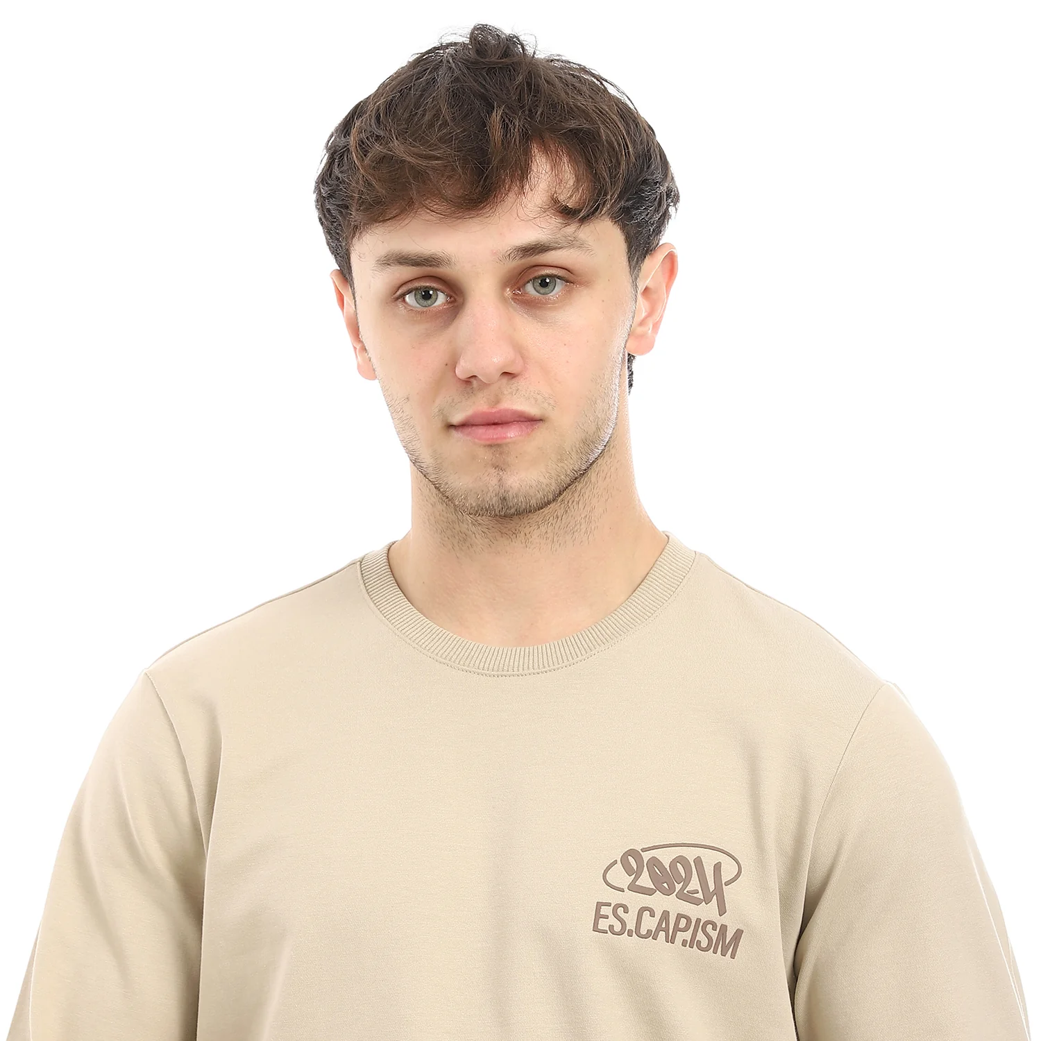 Mens Beige Sweatshirt & Brown Joggers Set - Casual & Comfortable - Image 4