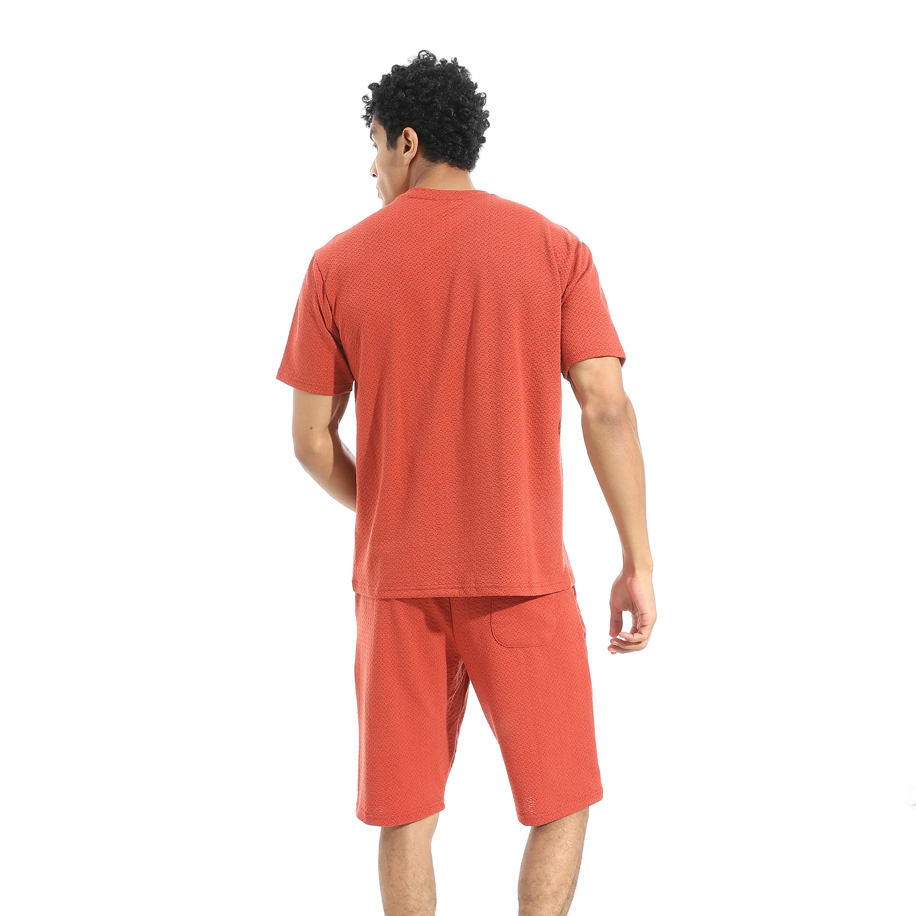 Men's Casual Red T-Shirt & Shorts Set – "DIGGER" Print - Image 2
