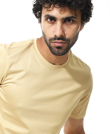 Men's Classic Crew Neck T-Shirt – Light Beige - Image 2