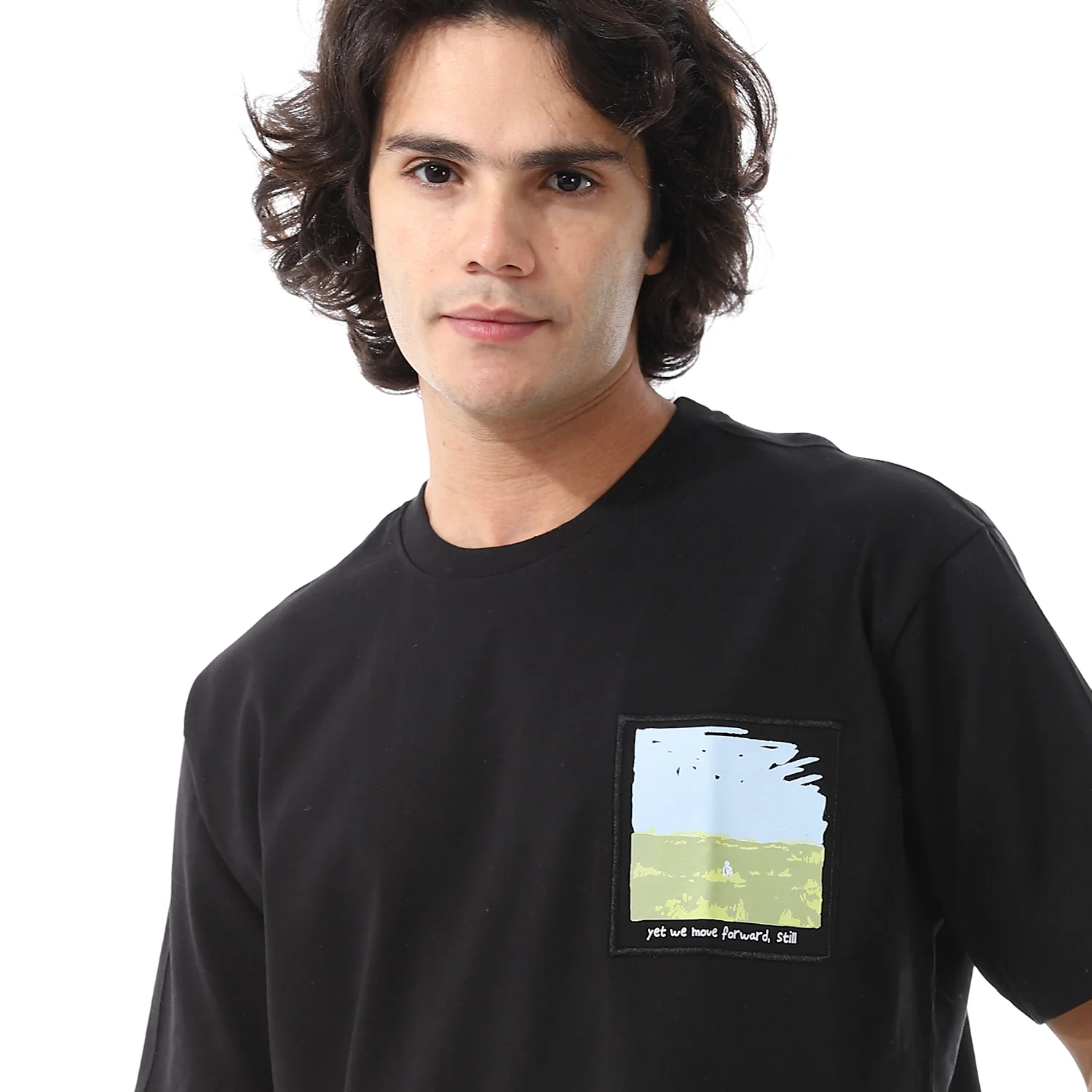 Mens Cotton oversized T-Shirt- Black - Image 3