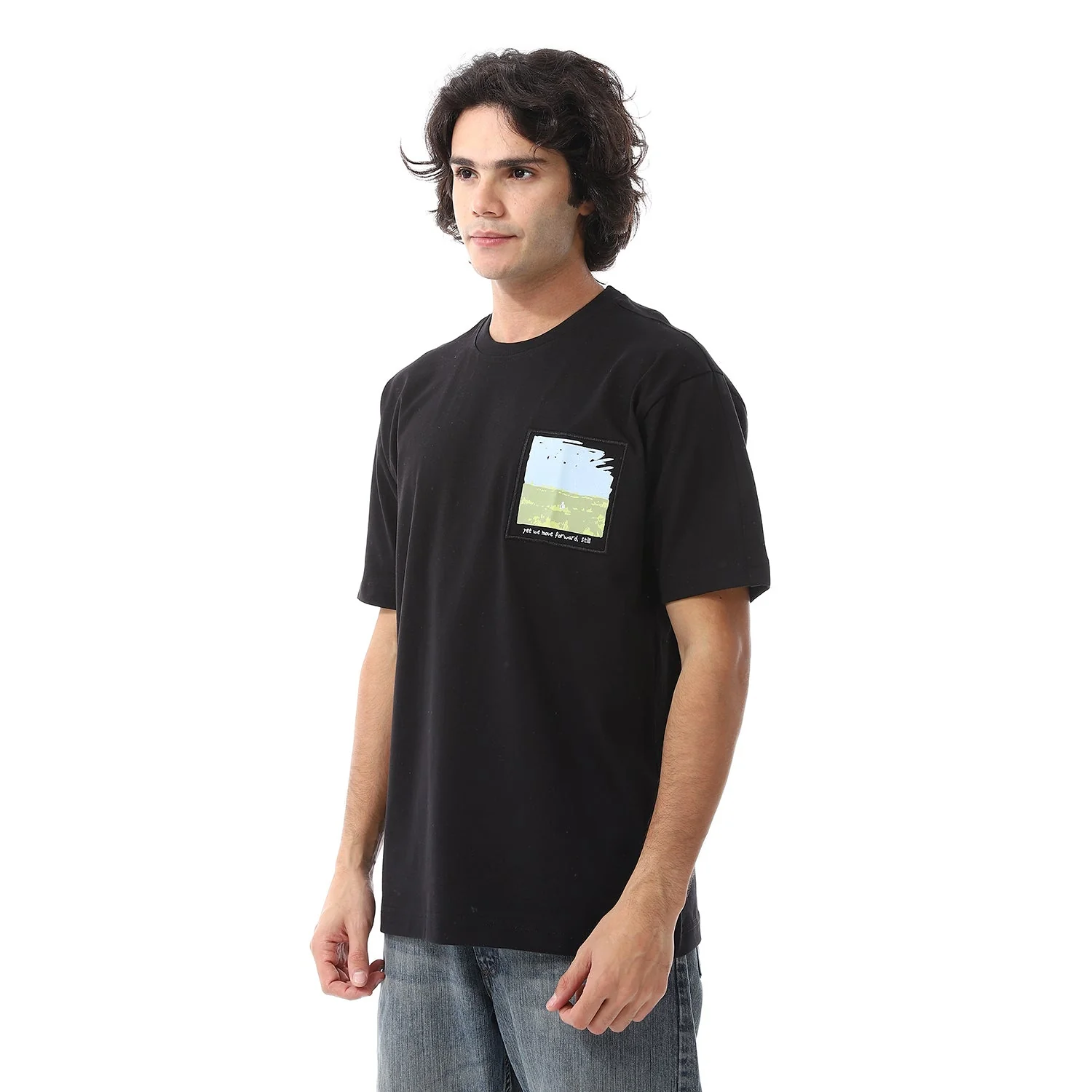 Mens Cotton oversized T-Shirt- Black - Image 5