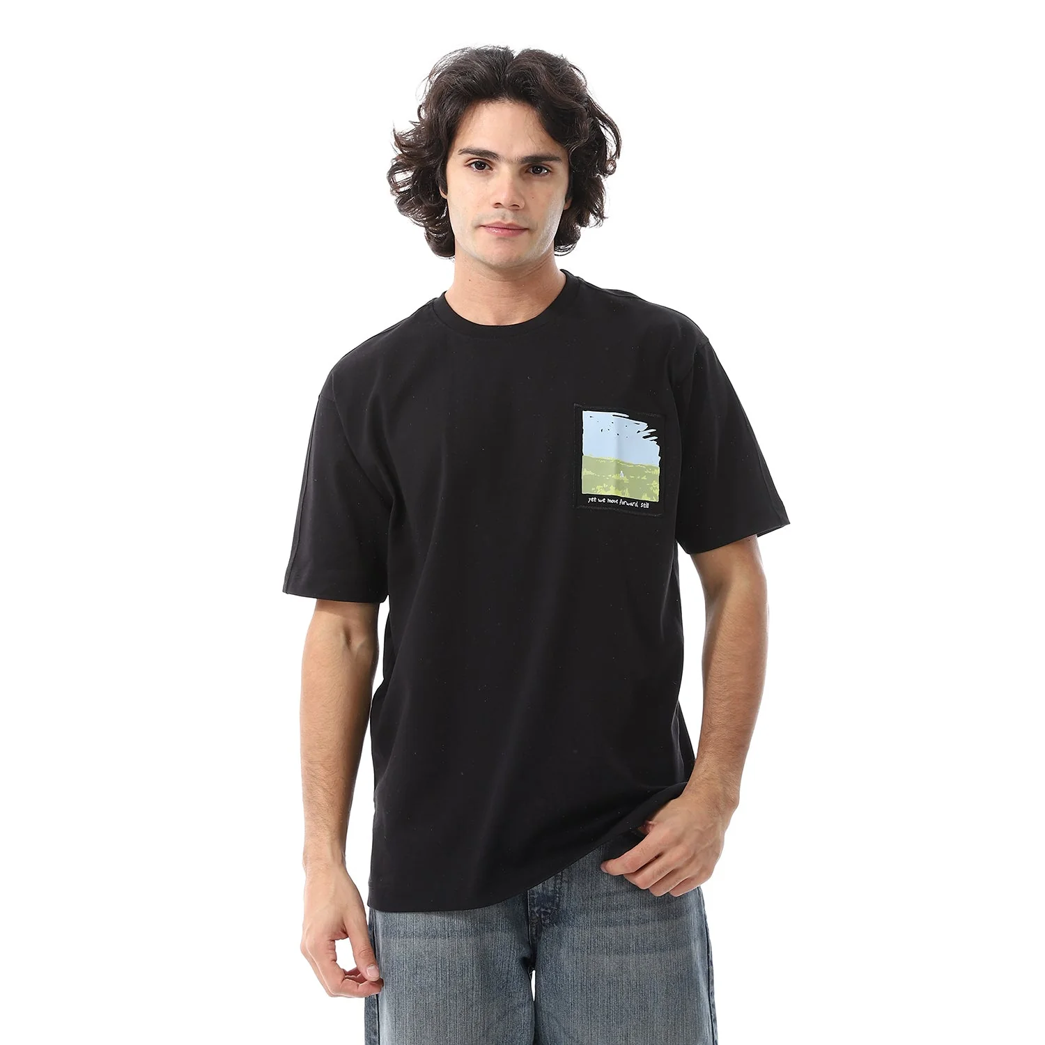 Mens Cotton oversized T-Shirt- Black - Image 7